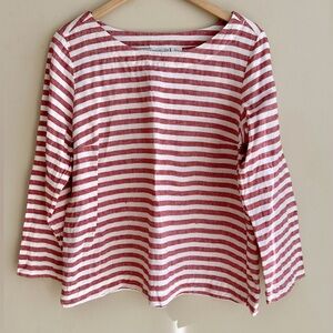 Rachel Zoe Red and White Stripe Linen 3/4 Sleeve Large